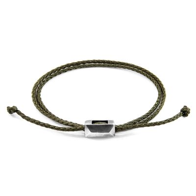 Khaki Green Edward Silver and Rope SKINNY Bracelet