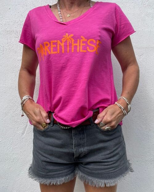 TEE-SHIRT PARENTHÈSE FUSHIA