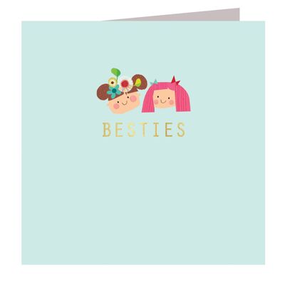 AH08 Tarjeta Besties laminada en oro