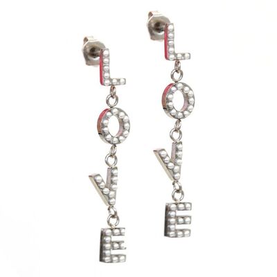 Silver earrings love pearl
