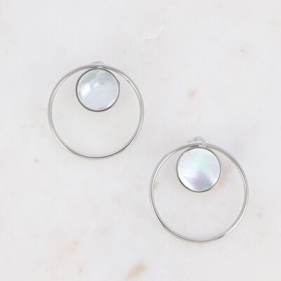 Maxine rhodium earrings with white mother-of-pearl stone
