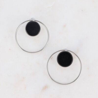 Maxine rhodium earrings with Onyx stone