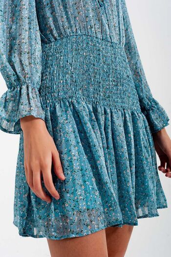 Mini-robe jupe froncée avec détail trou de serrure en turquoise 6