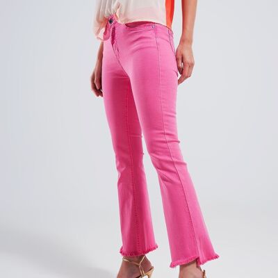 Straight Pants in fuchsia with wide ankles