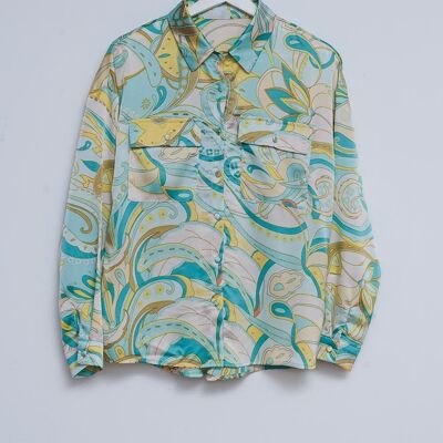 Shirt in abstract green print