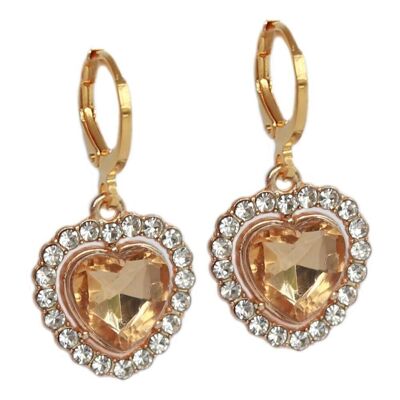 Orecchini strass cuore champagne