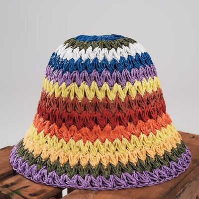Sombrero de pescador de paja en arcoíris