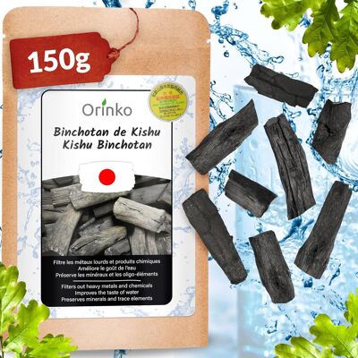 150G of Organic Japanese Binchotan from Kishu in Pieces | Ubame Oak from Wakayama - Authentic (Certified) Traditional Binchotan Activated Carbon from Japan for Water Purification in Carafe