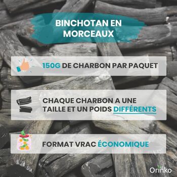 150G de Binchotan Japonais de Kishu Bio en Morceaux | Chêne Ubame de Wakayama - Authentique (Certifié) Charbon Actif Binchotan Traditionnel du Japon pour Purification d'eau en Carafe 2