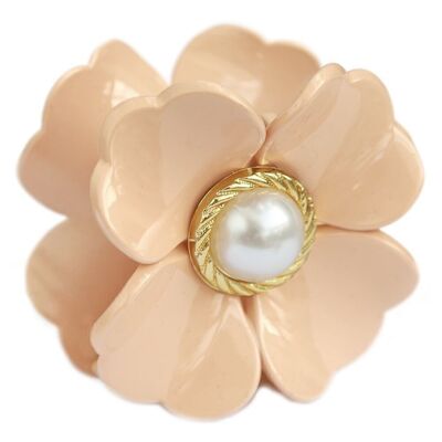 Hair clip flower pearl beige