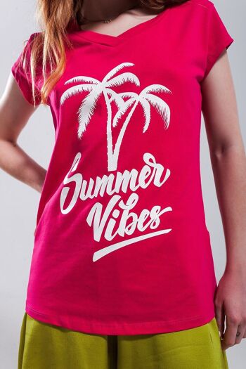 T-shirt imprimé Summer vibes fuchsia 2