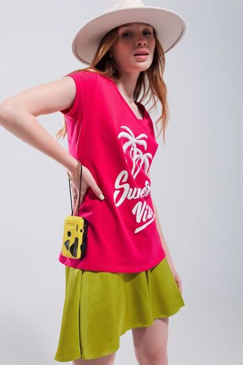 T-shirt imprimé Summer vibes fuchsia 6