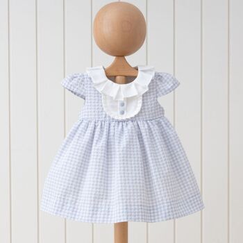 Superbe robe froissée 100 % coton pour fille avec jupe bouffante. 1