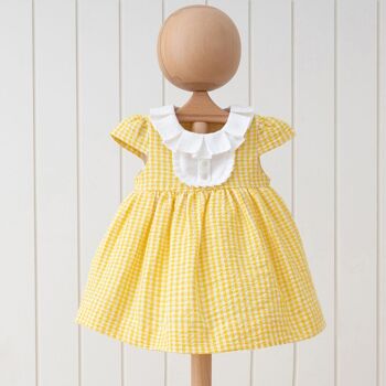 Superbe robe froissée 100 % coton pour fille avec jupe bouffante. 3