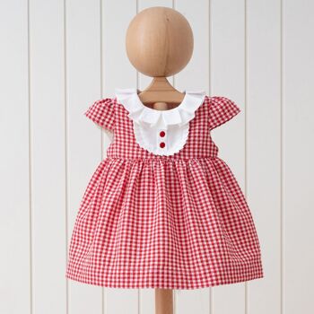 Superbe robe froissée 100 % coton pour fille avec jupe bouffante. 8