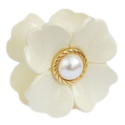 Hair clip flower pearl white