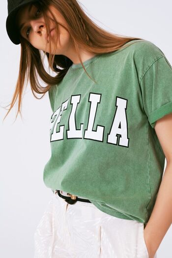 T-Shirt avec Bella Text en vert 2