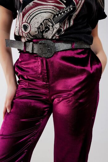 Pantalon droit en velours violet 3