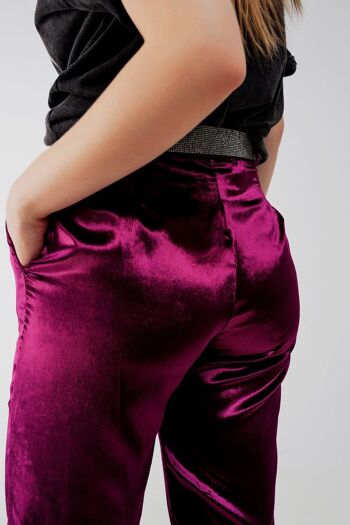 Pantalon droit en velours violet 4