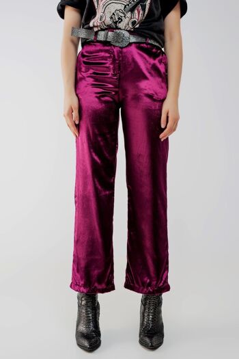 Pantalon droit en velours violet 6