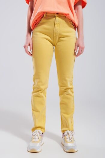 Jean skinny en coton stretch jaune 4