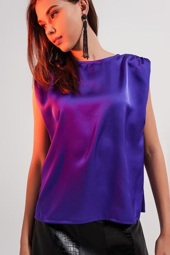 Top en satin à épaulettes violet 5