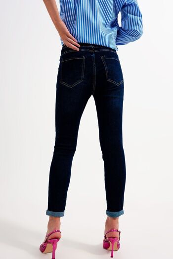 Jean skinny délavé bleu foncé 4