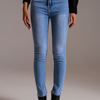 Skinny-Jeans mit hoher Taille in heller Waschung