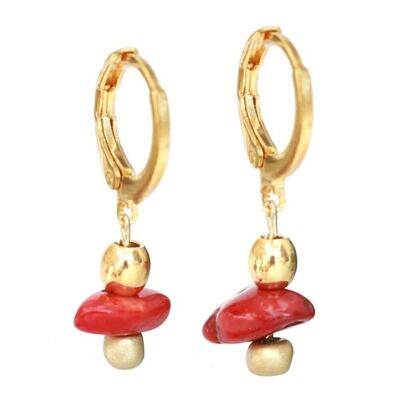 Gold earrings vedra marble red