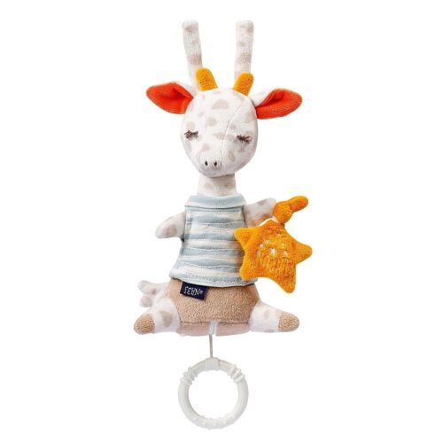 Mini-Spieluhr Giraffe – mit „Glow-in-the-dark“ Bestickung – Aufzieh-Spieluhr mit Melodie „Schlaf Kindlein Schlaf“ 