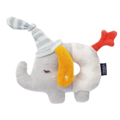 Ring-grasping toy elephant – motor skills toy with rattle & “glow-in-the-dark” embroidery