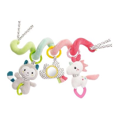 Spirale d'activité Aiko & Yuki - spirale en tissu avec pendentifs animaux - favorise la sensation de préhension, le toucher et la motricité fine