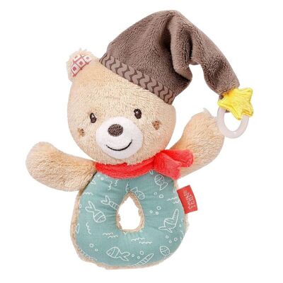 Ring-grasping toy bear – motor skills toy with rattle and pacifier attachment