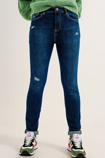 Jean skinny stretch en bleu moyen 2