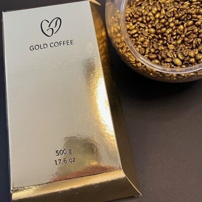 Granos de café con oro comestible.