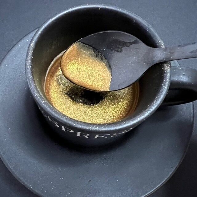 Coffee beans with edible gold