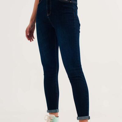 Skinny stretch jeans in mid wash blue