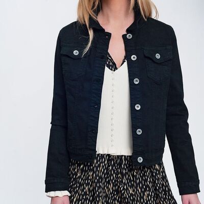 Slim denim trucker jacket in black