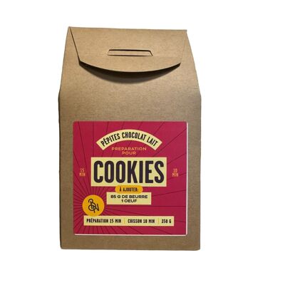 Preparation of milk chocolate chip cookies.