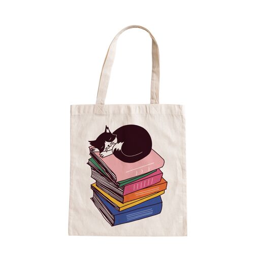 TOTE BAG 100 % COTON 220 GRAMMES LABEL OEKO TEX BIO « CHAT QUI DORT »