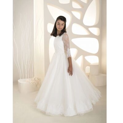 Belle robe pour fille, robe de communion - K 236 ivoire