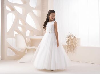 Belle robe pour fille, robe de communion, robe ivoire - K 13 ivoire 2