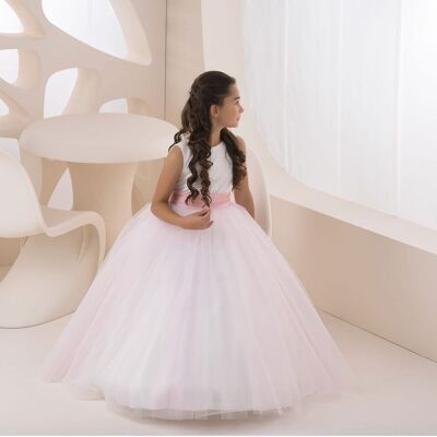 Beautiful flower girl dress with pink glitter tulle - K 8