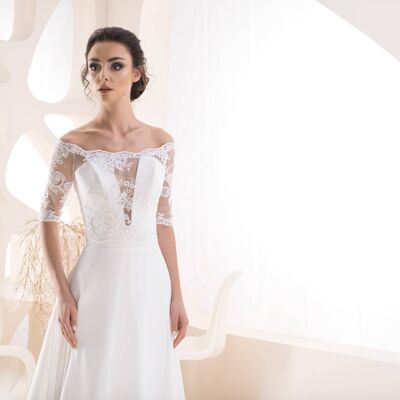 Bridal tulle cover up with lace - B 108