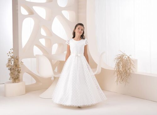 Flower girl dress with dots, first communion dress - K 228