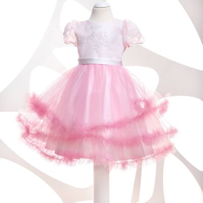 Robe de demoiselle d'honneur, robe avec ceinture, robe rose faite main - K 263