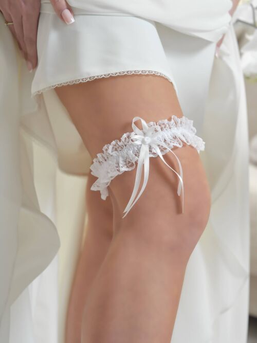 Lace Garter with Bow, blue garter, ivory, white - P 4