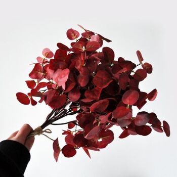 Branche d'eucalyptus bordeaux artificielle 39 cm  - Composition florale 5