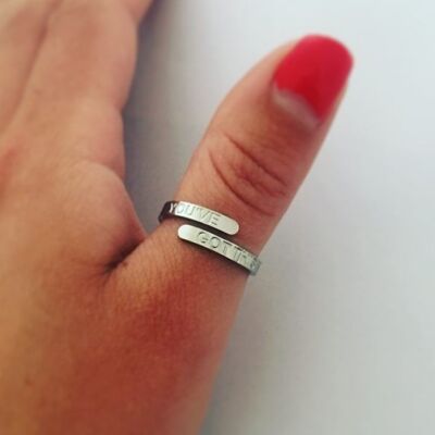 YOUVE GOT THIS Affirmation adjustable Silver ring