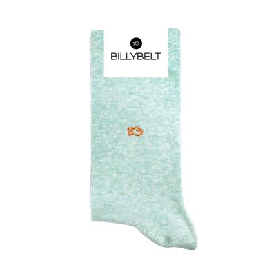 Chaussettes en coton peigné Unies - Bleu vert